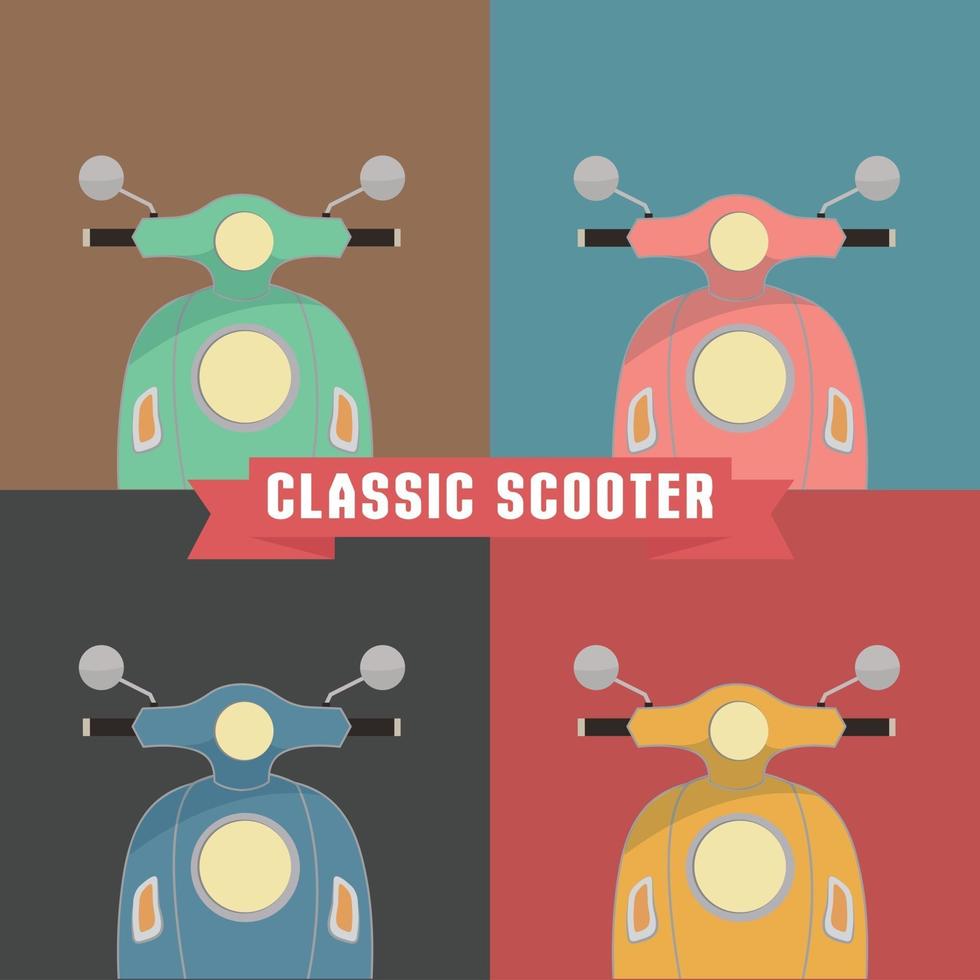 conjunto de diseño de cuatro scooters delanteros vector