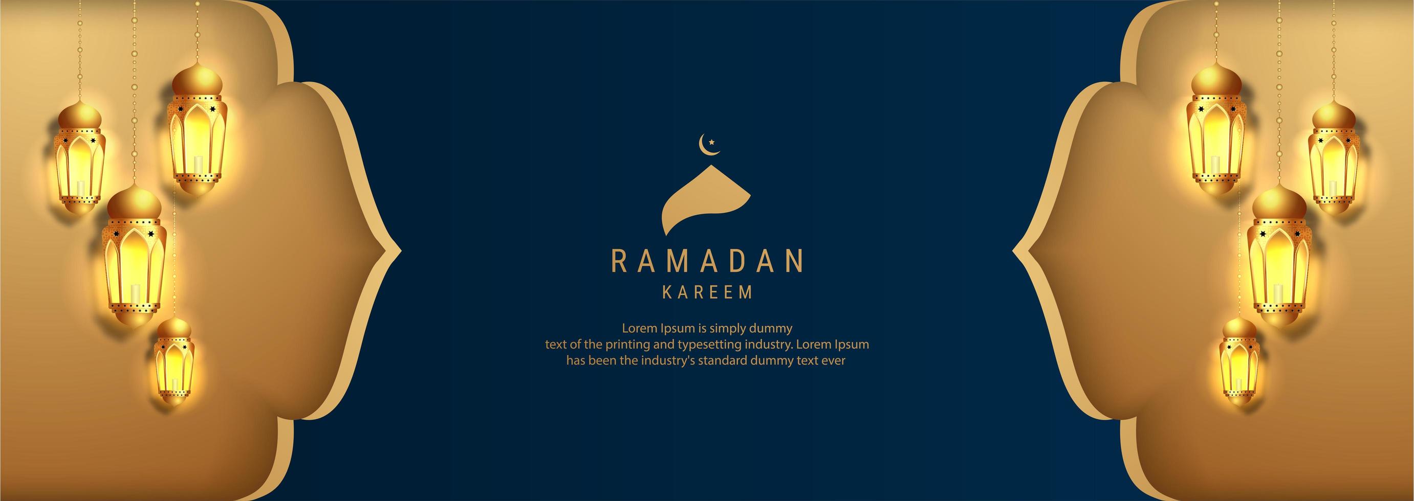 Ramadan Kareem Golden Calligraphy Banner Design vector