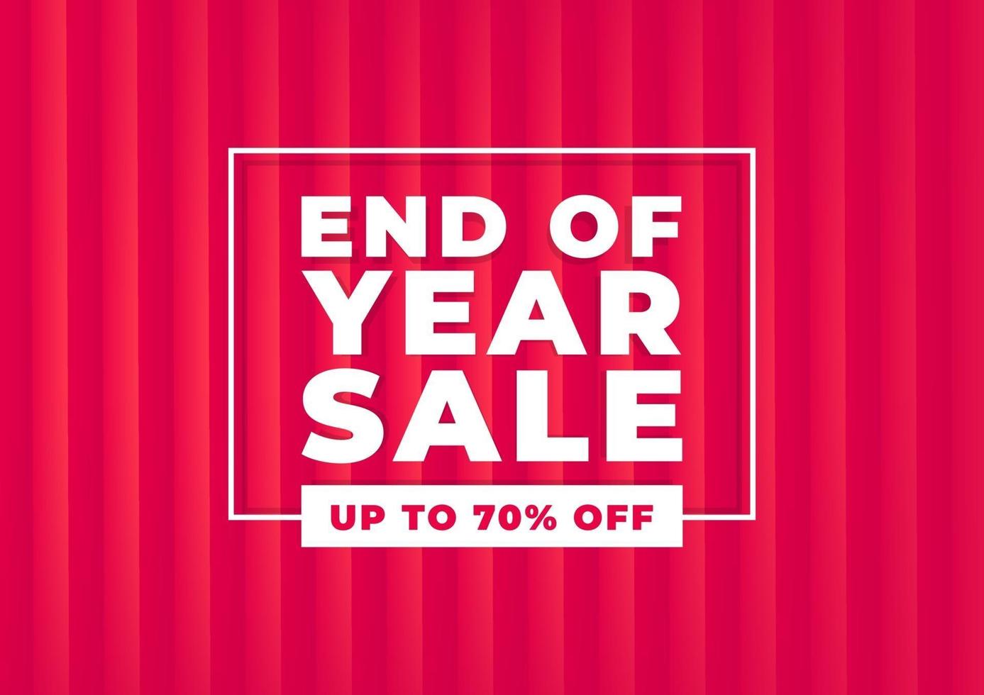 End of year sale banner. Red background special offers and promotion template design. vector