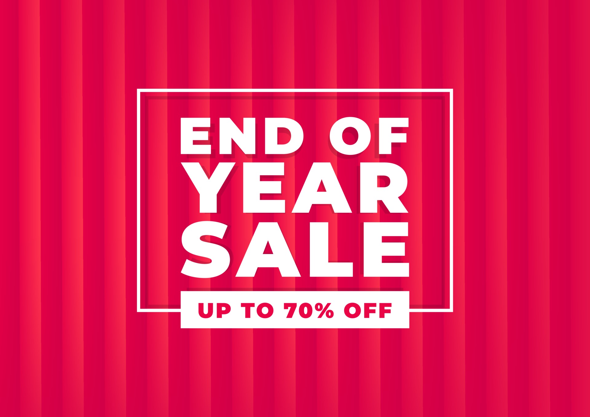 End of year sale banner. Red background special offers and promotion