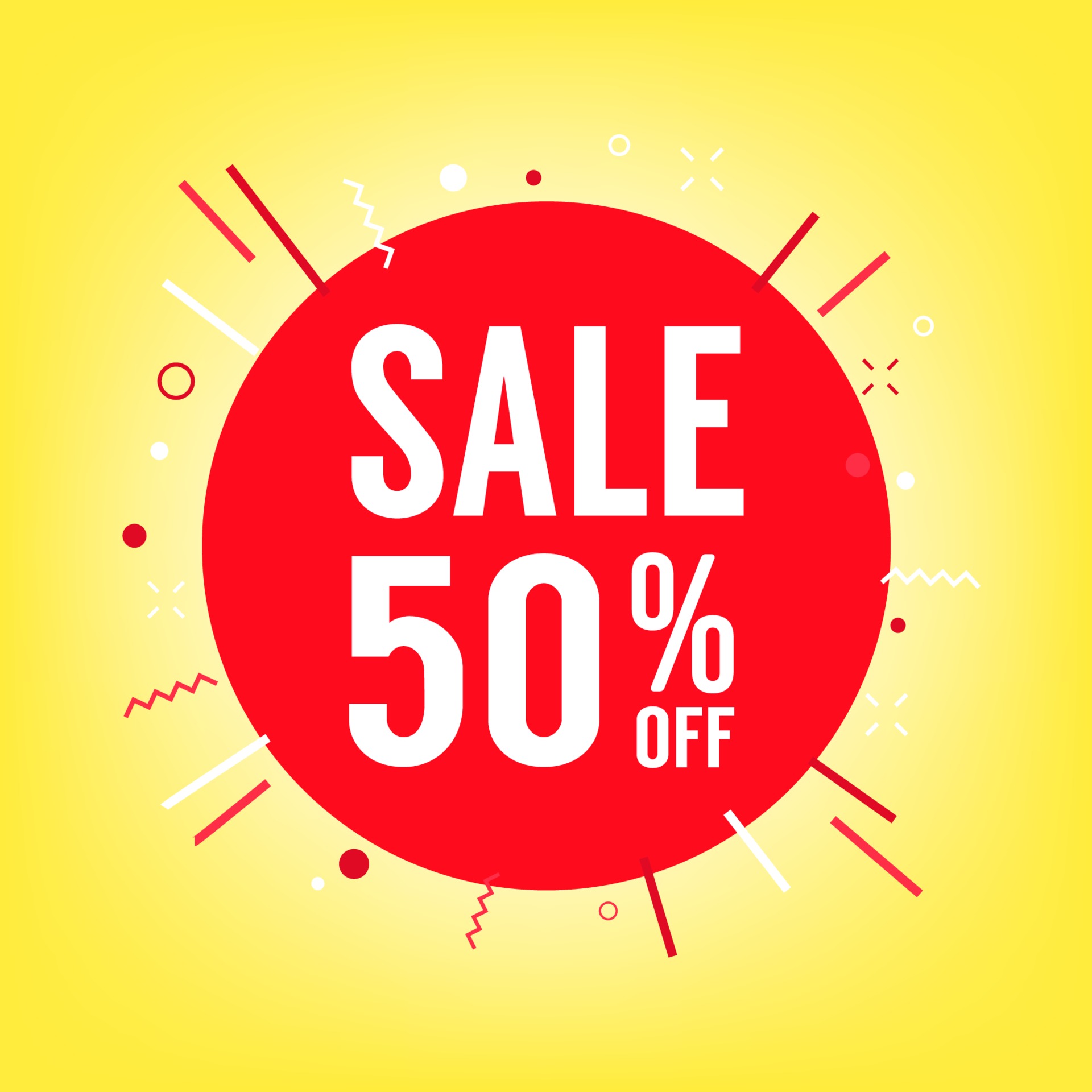 50 percent off sale tag. Sale of special offers. Discount with the