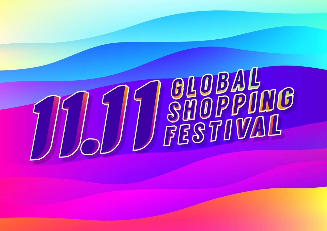 11.11 Shopping day mega sale poster or flyer design. Global shopping festival online sale. vector