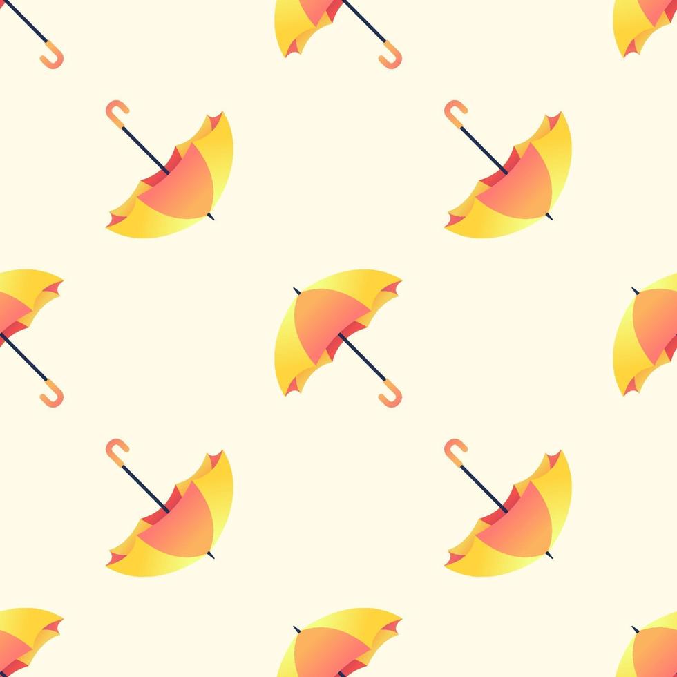 Yellow and orange umbrella seamless pattern on yellow background. vector