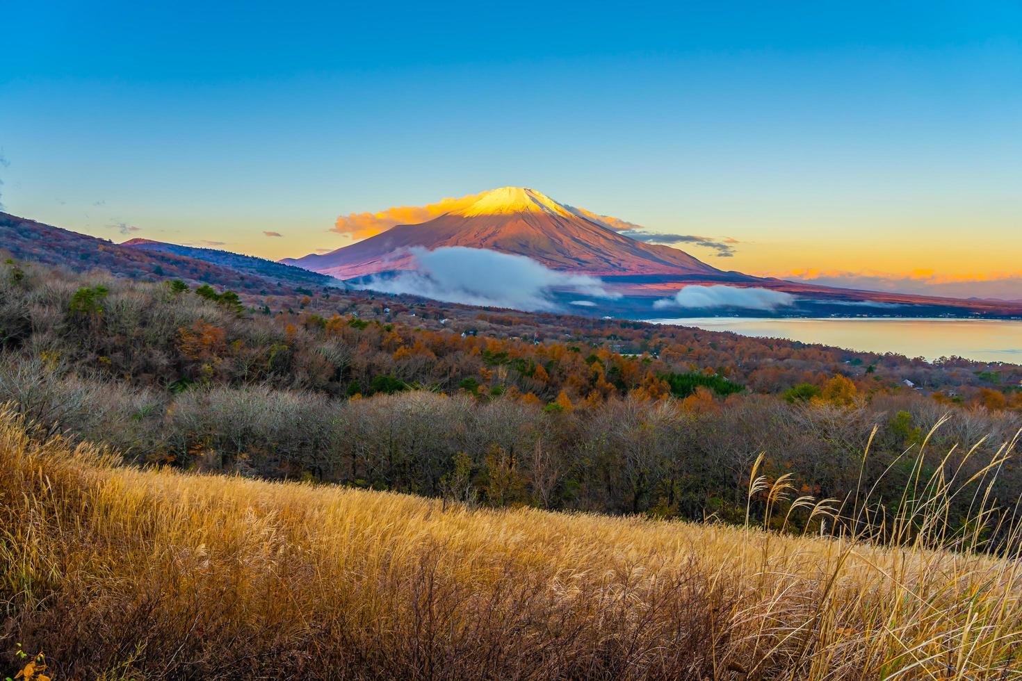 Beautiful Mt. Fuji at Lake Yamanaka, Japan photo