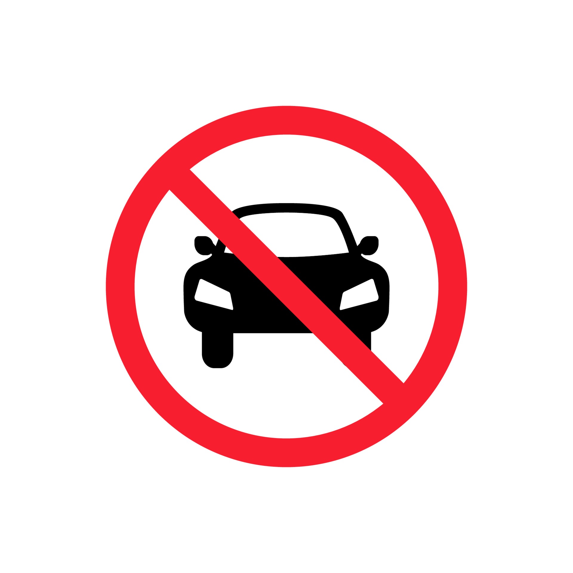 No car or no parking traffic sign. Circle prohibited sign for no car or