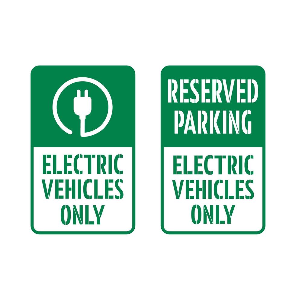 Reserved Parking, Electric Vehicles Only sign. vector