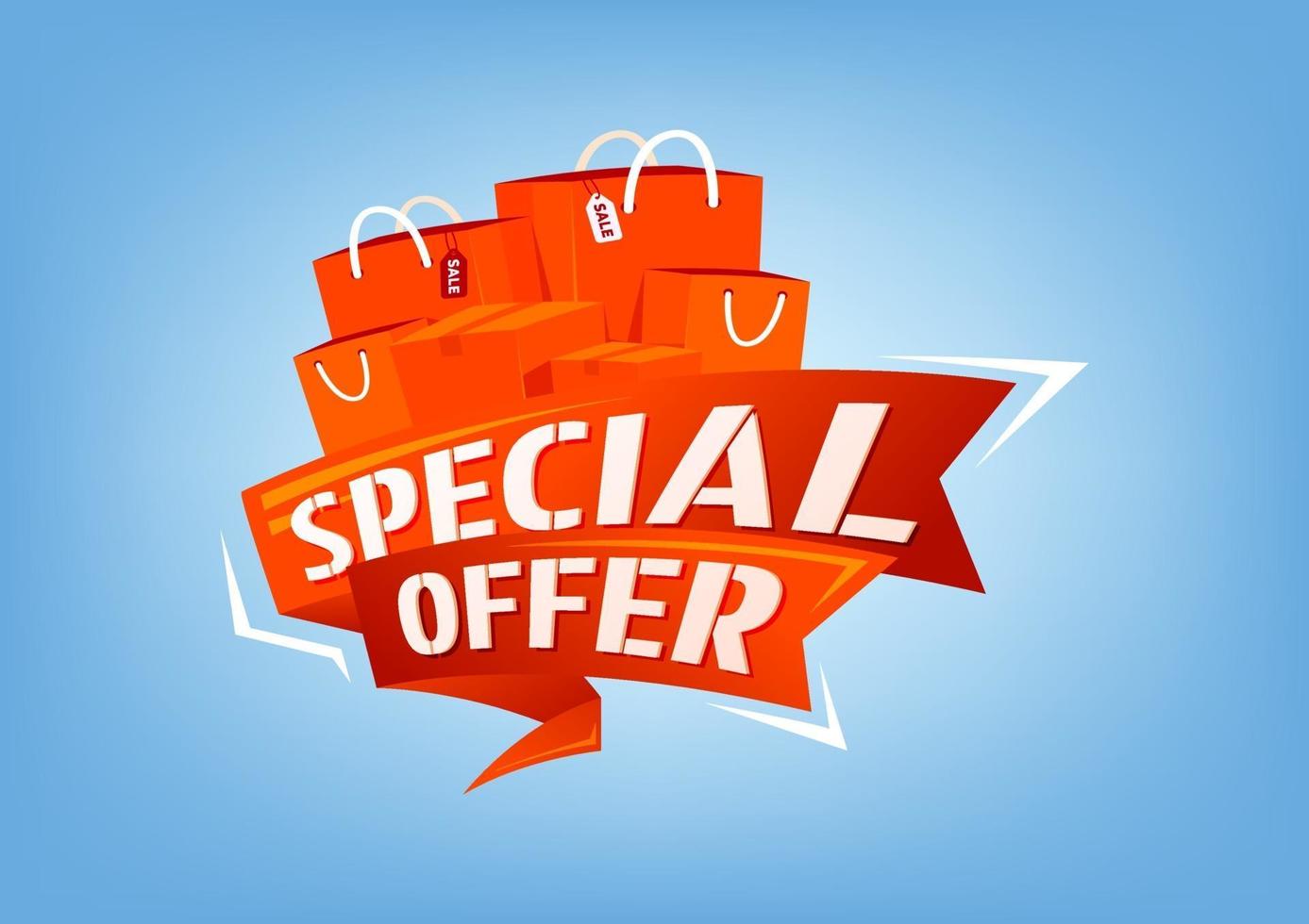 Special offer sale with shopping bags. vector