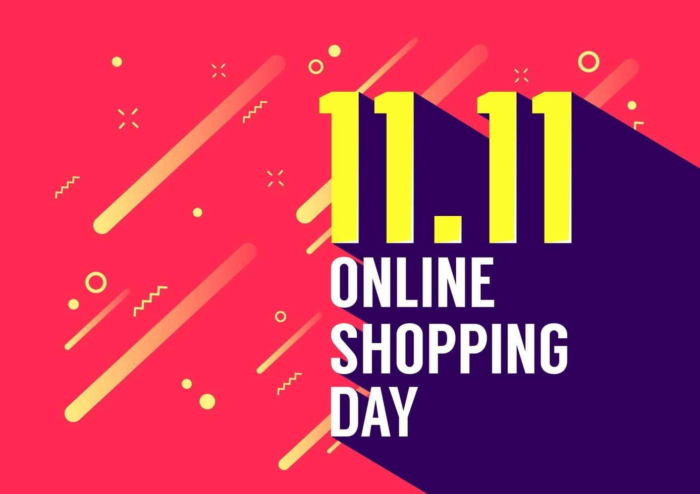 11.11 Online shopping day poster or flyer design. Global shopping day online sale. vector