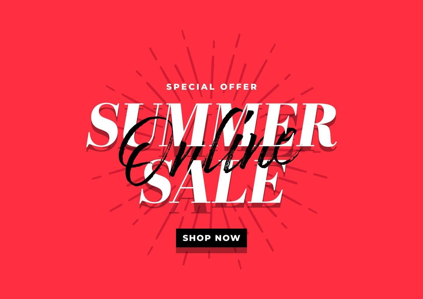 Online summer sale banner template on red background. vector