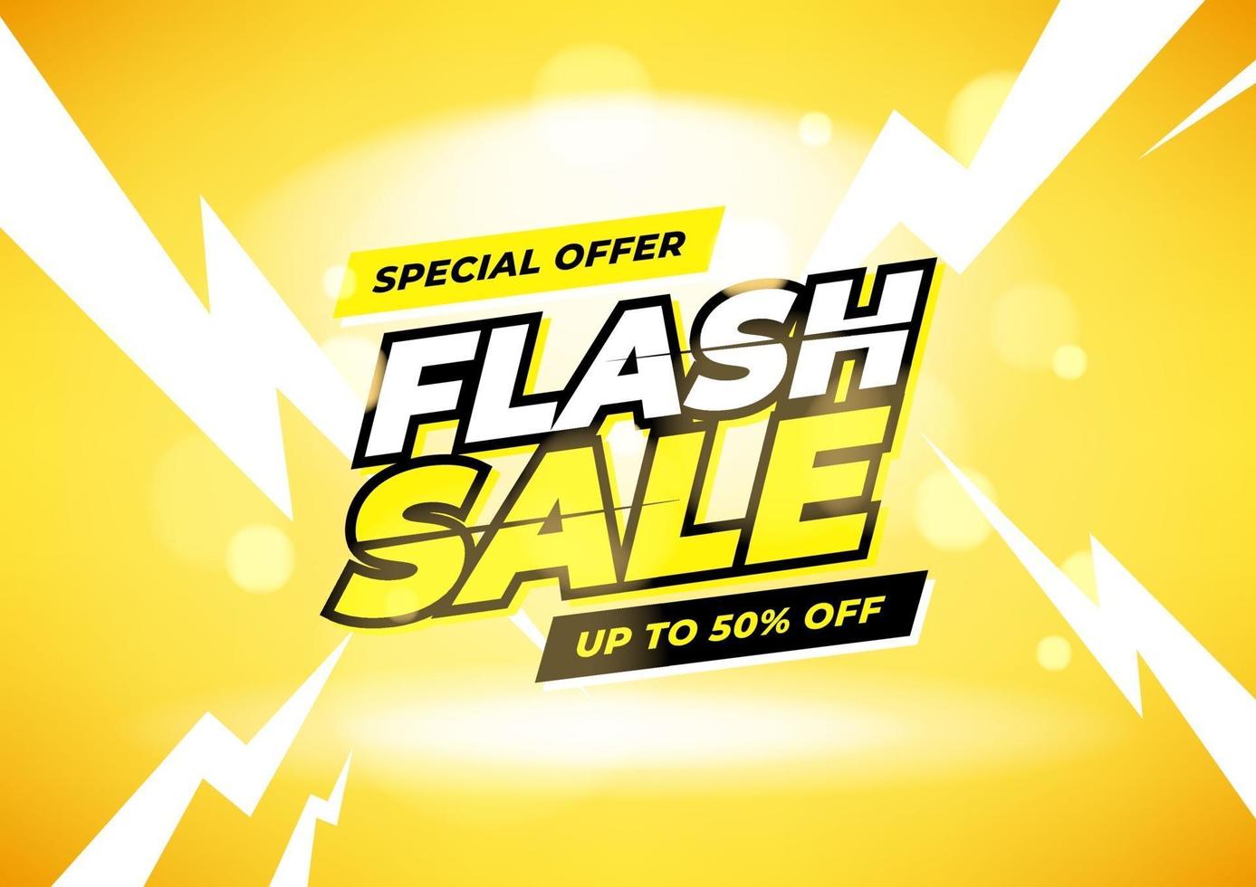 Oferta especial de venta flash de hasta un 50 por ciento de descuento en el banner. vector