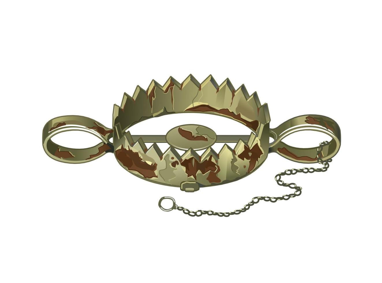 Trap. Rusty open metal trap on wild animals on a white background. Isolated. Vector illustration