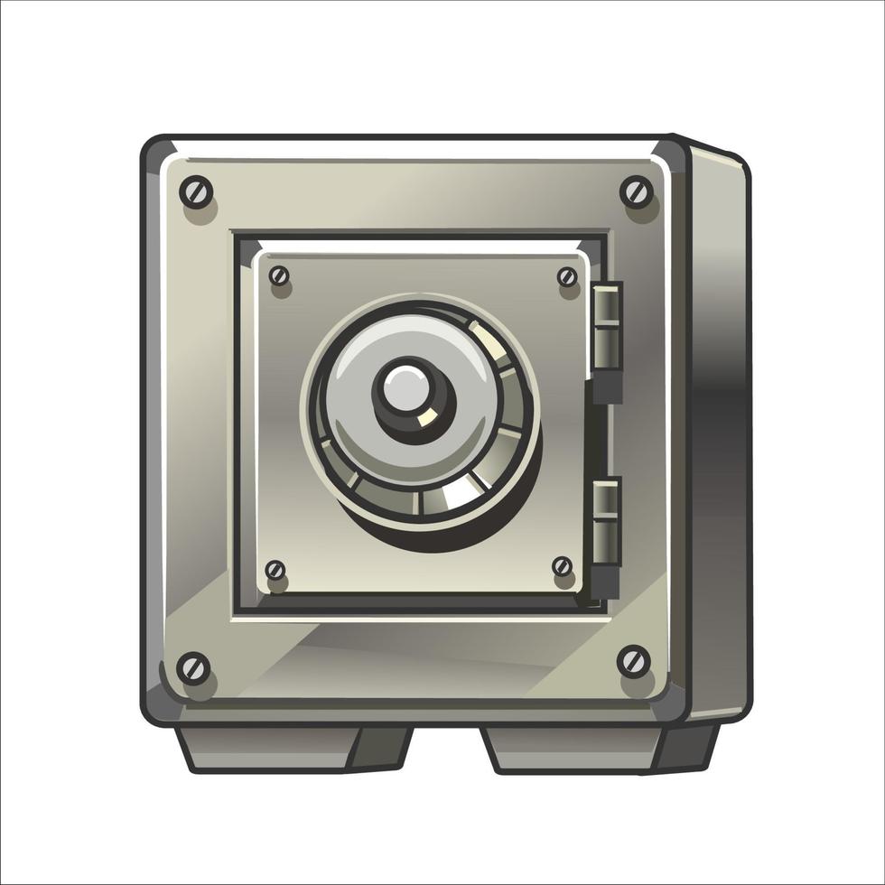 Metal armored safe on a white background. Isolated icon. Vector illustration