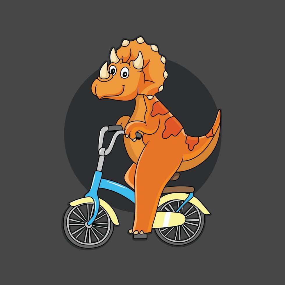 lindo dinosaurio montando un vector de bicicleta