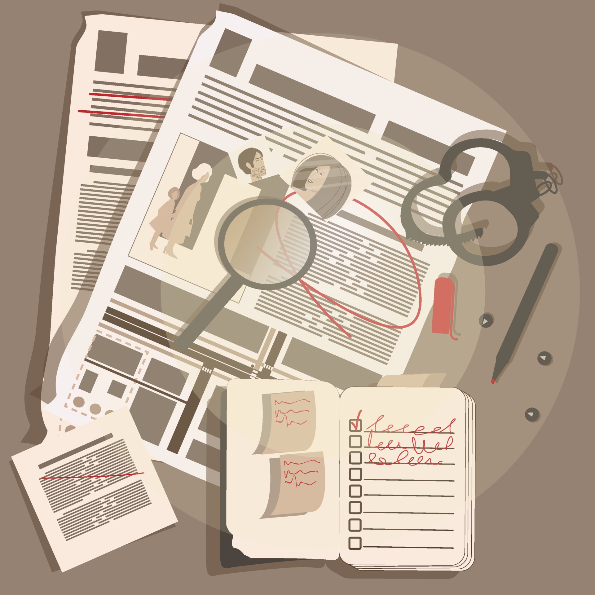 Detective items on the desktop 2262160 Vector Art at Vecteezy