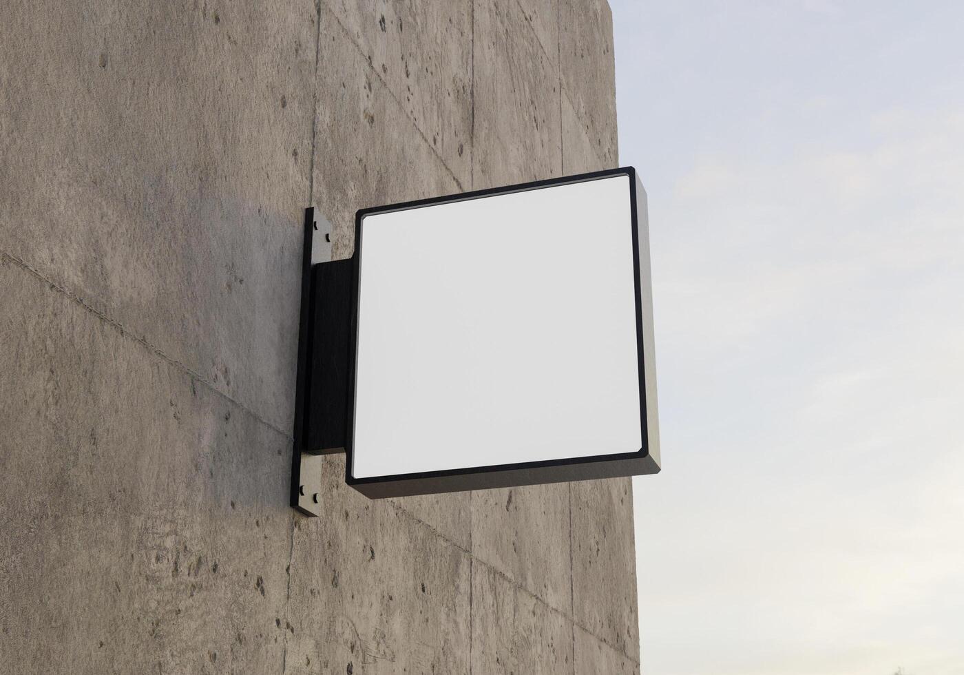 Square logo mock-up on concrete wall, 3d rendering photo