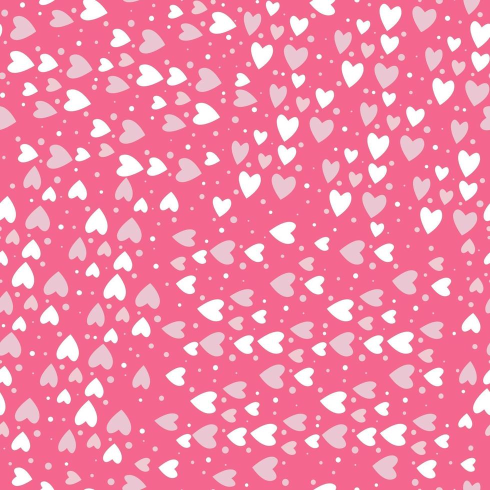 Seamless vector pattern of small randomly scattered hearts and dots