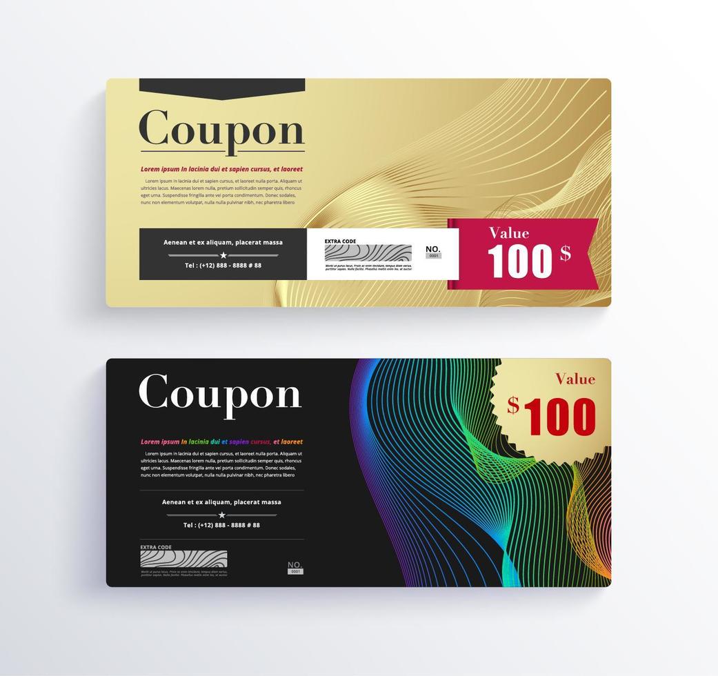 luxury gold gift coupon design template. vector