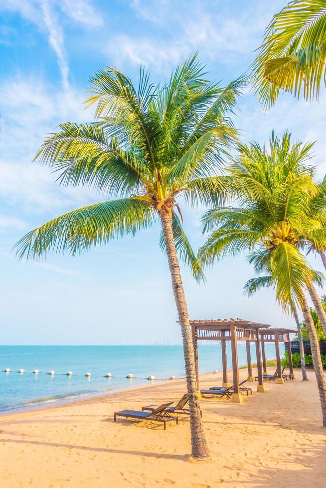 Beautiful beach and sea with palm trees photo