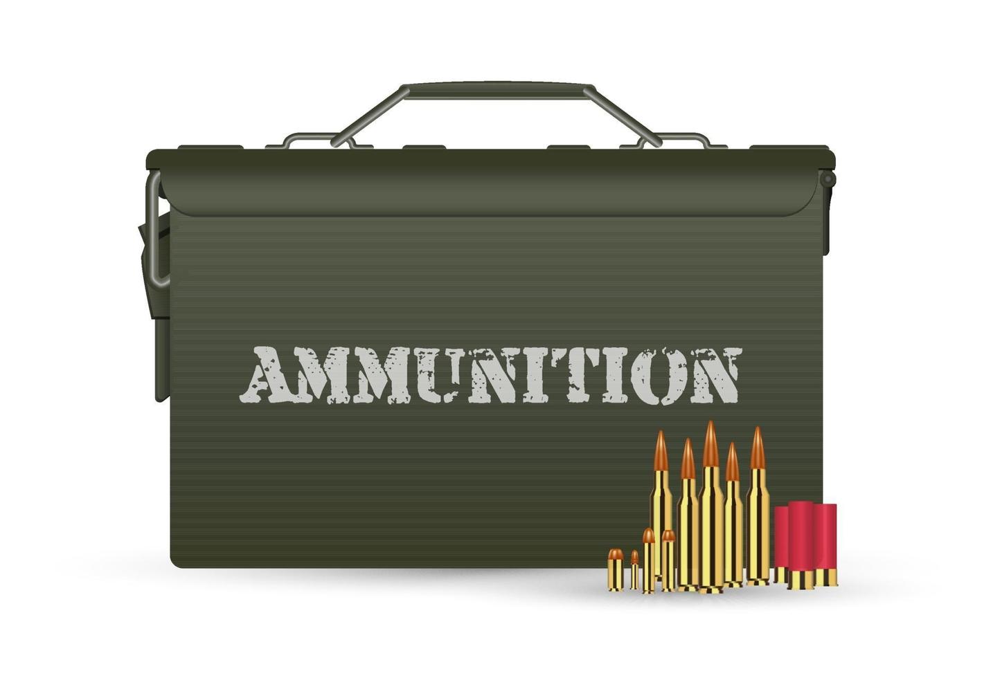 green military ammunition box with some ammo bullets vector