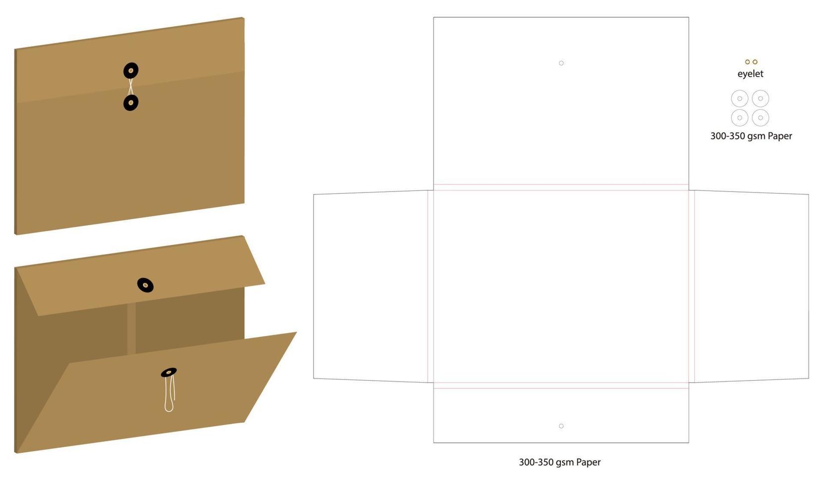 maqueta de carpeta de documentos horizontal a4 con dieline vector