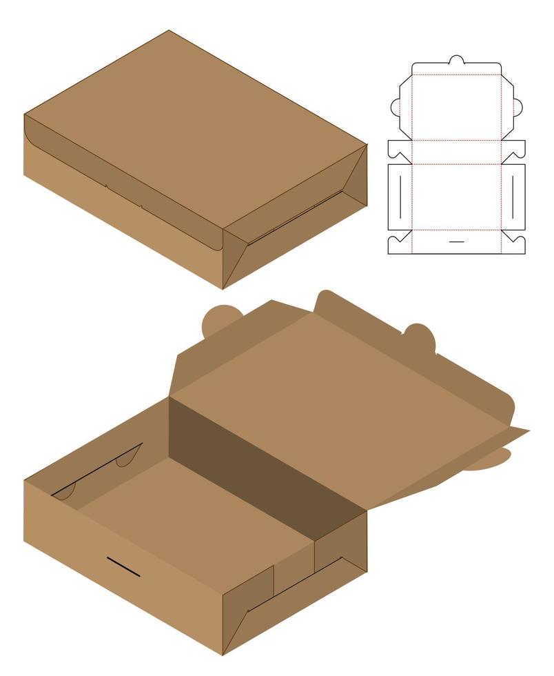 diseño de plantilla troquelada de embalaje de caja. Maqueta 3d vector