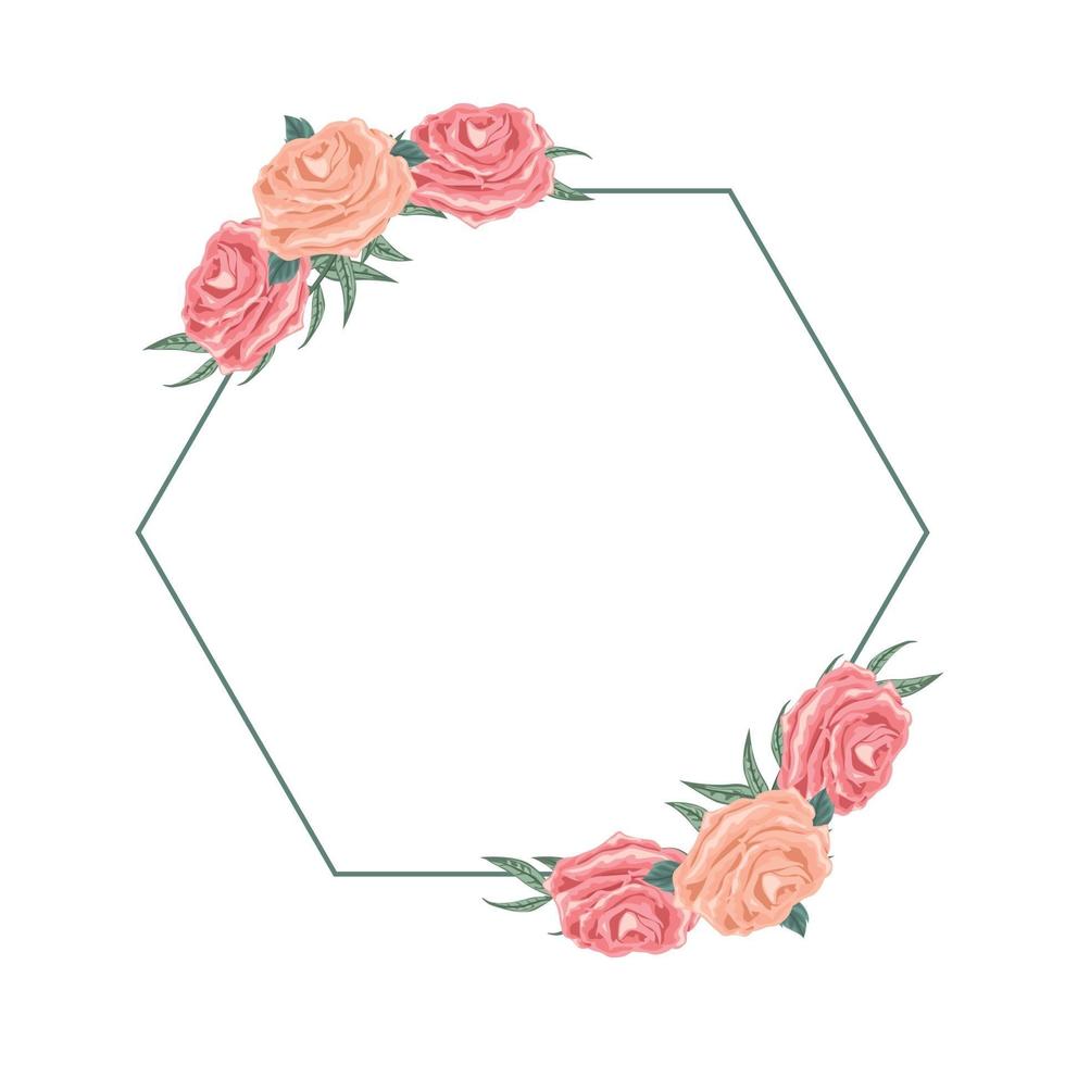 hermoso arreglo floral hexagonal para la dedicación vector