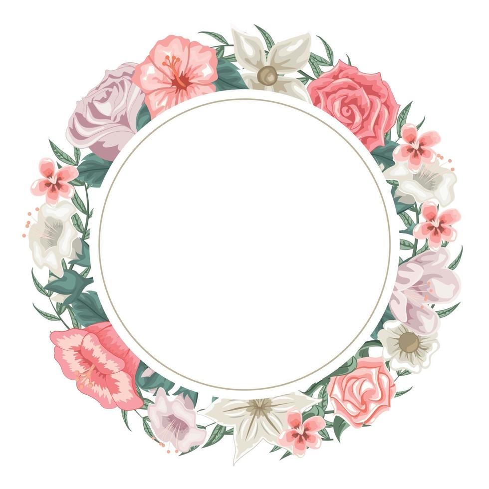 Wreath of roses, tulips and different flowers for dedication vector