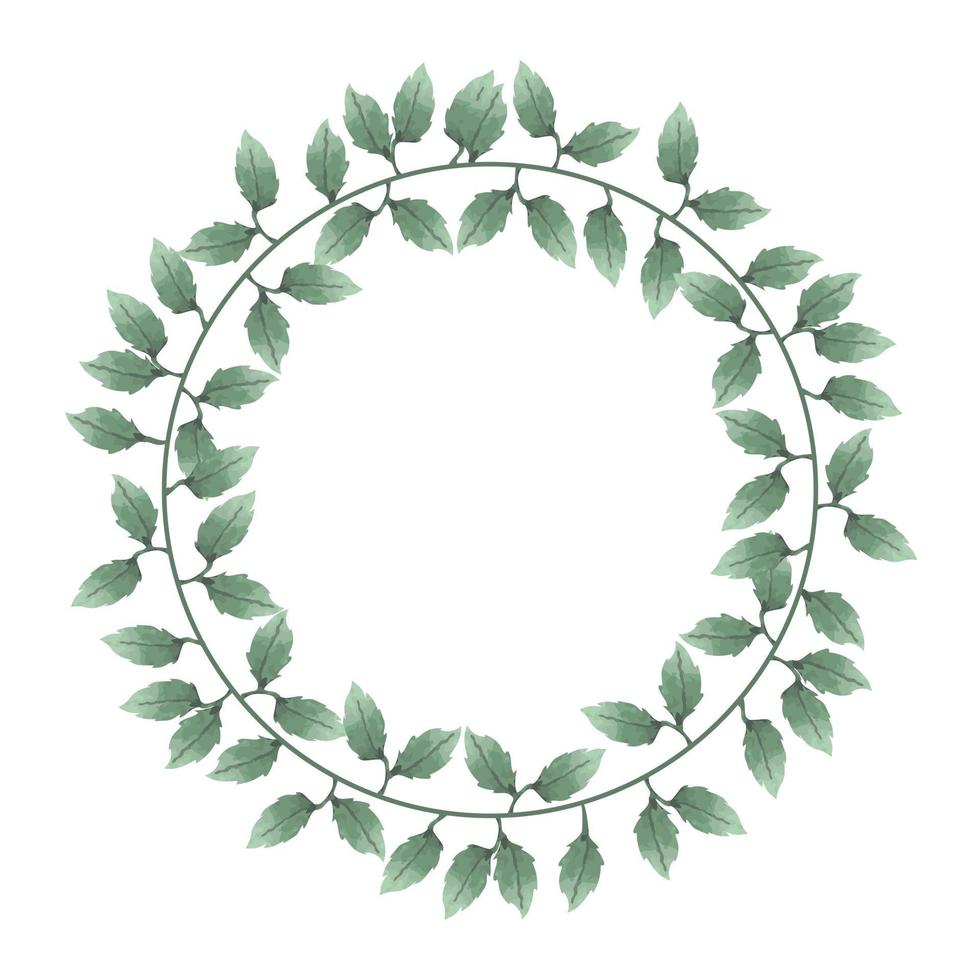 Watercolor leaves wreath vector