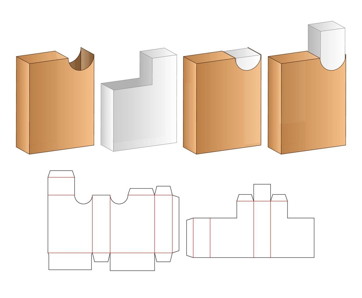 diseño de plantilla troquelada de embalaje de caja. Maqueta 3d vector