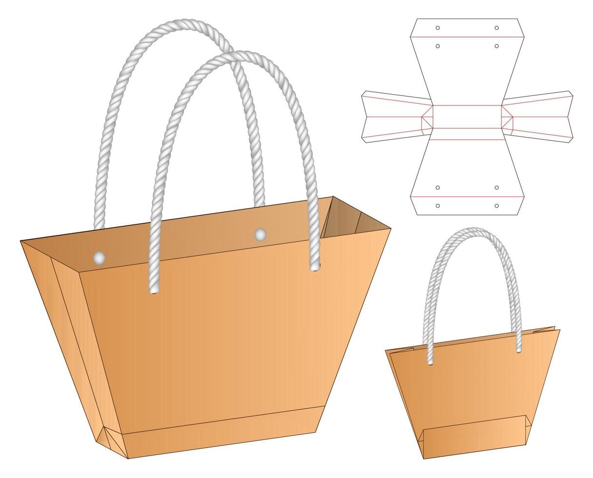 diseño de plantilla troquelada de embalaje de caja. Maqueta 3d vector