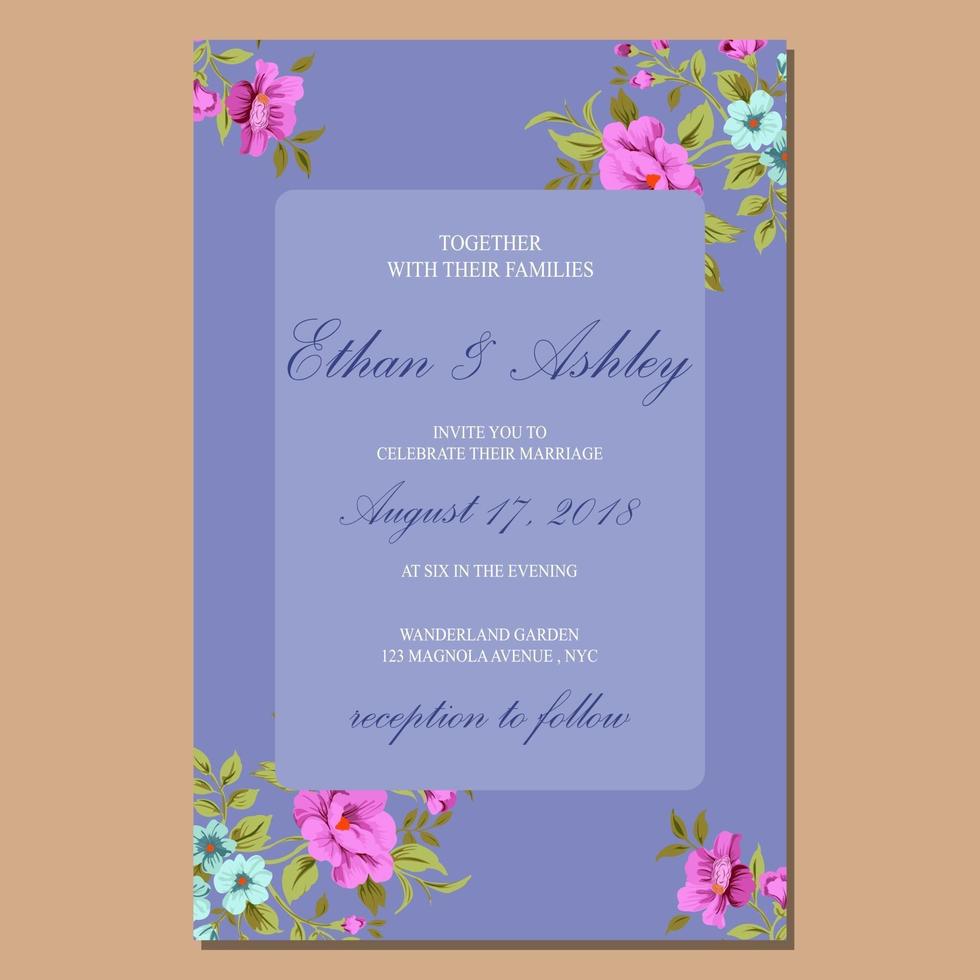 invitación de boda de flores retro vintage vector