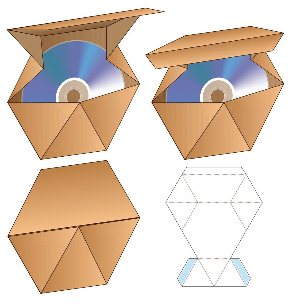 diseño de plantilla troquelada de embalaje de caja. Maqueta 3d vector