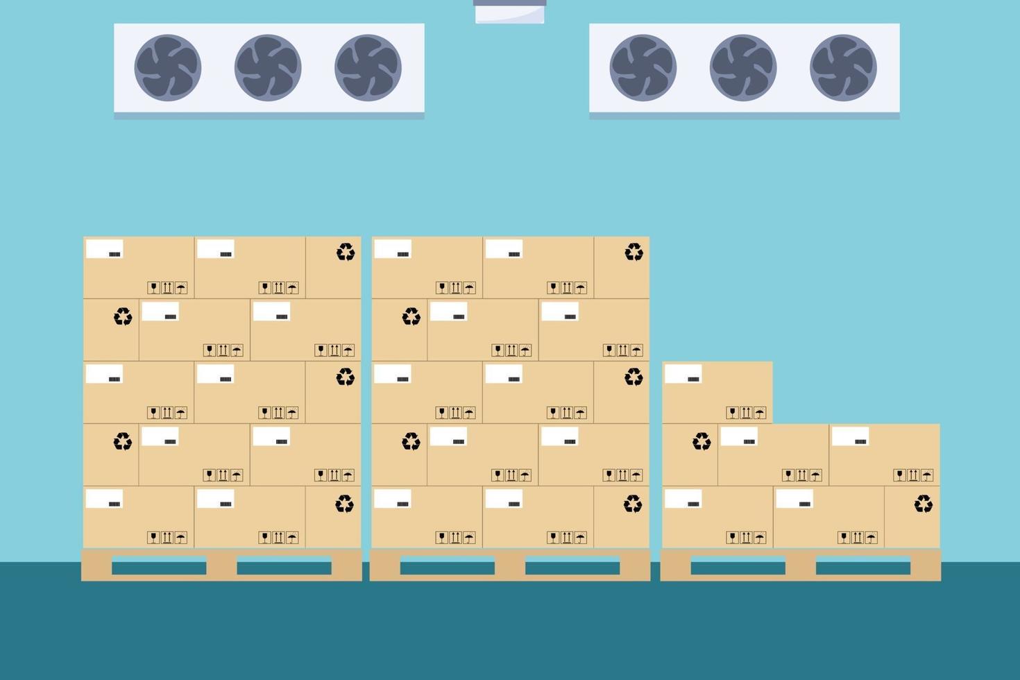 congelador de almacén, almacenamiento en frío de envases vector