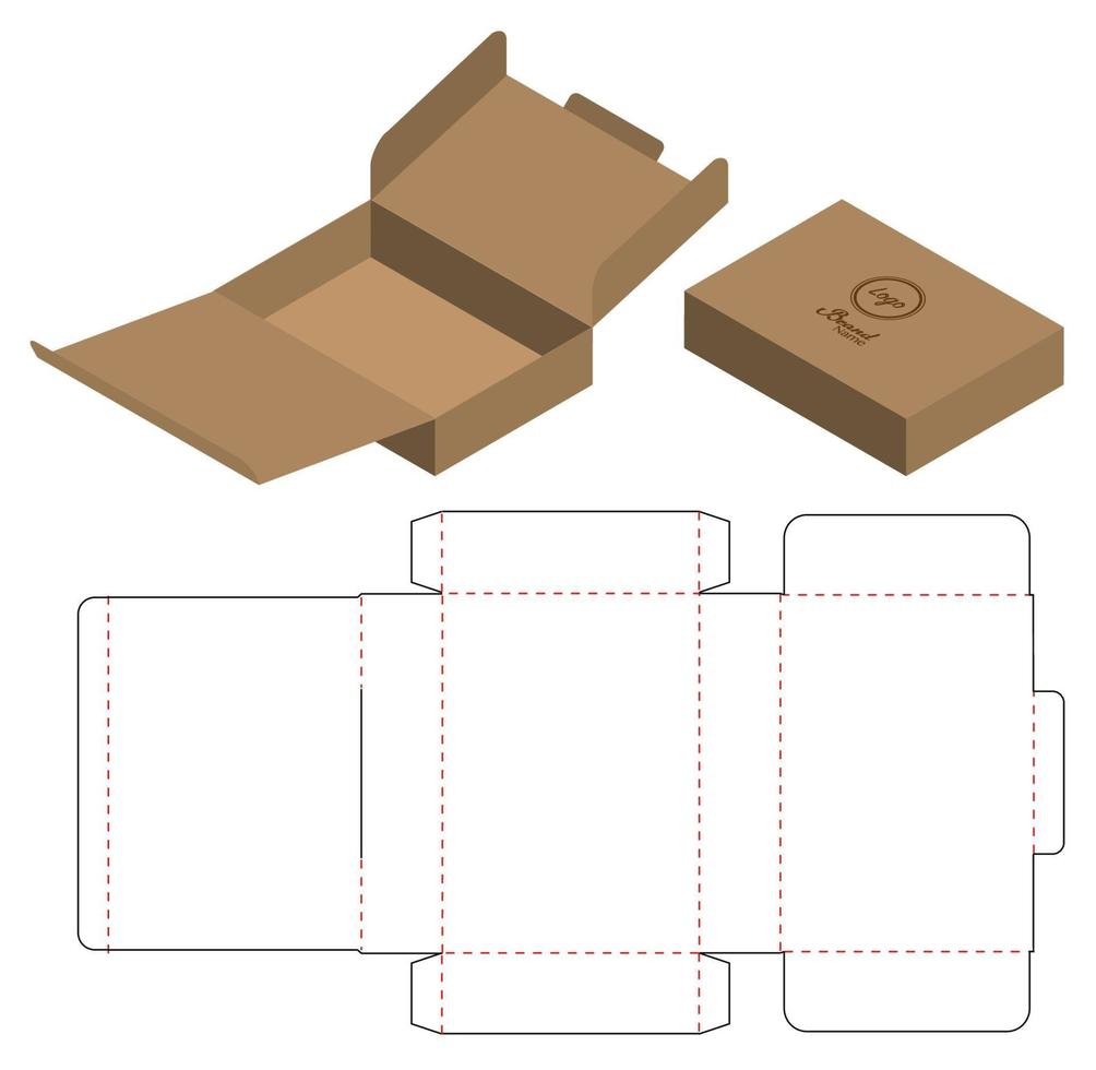 diseño de plantilla troquelada de embalaje de caja. Maqueta 3d vector