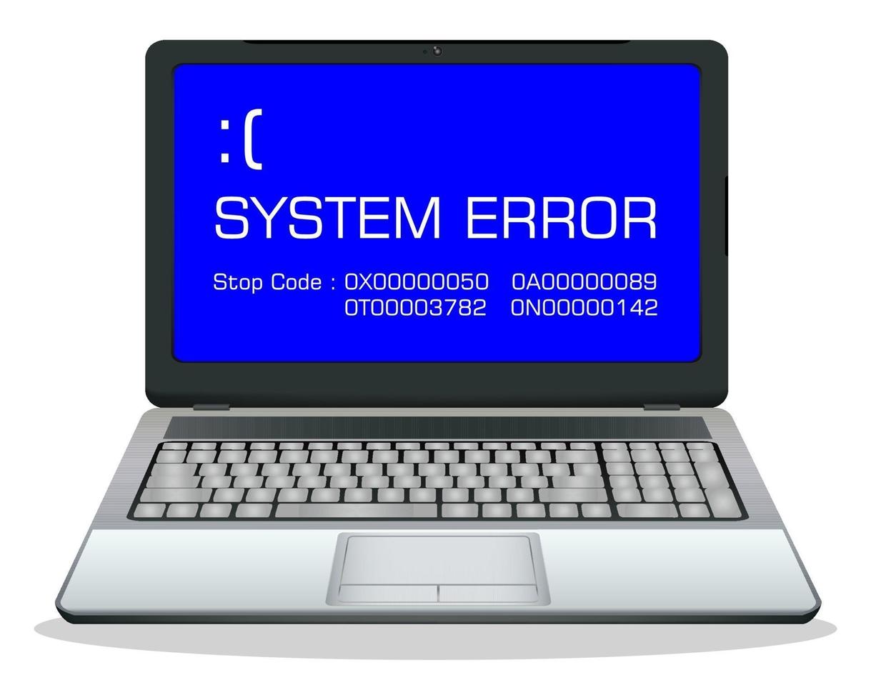 laptop con pantalla de error vector