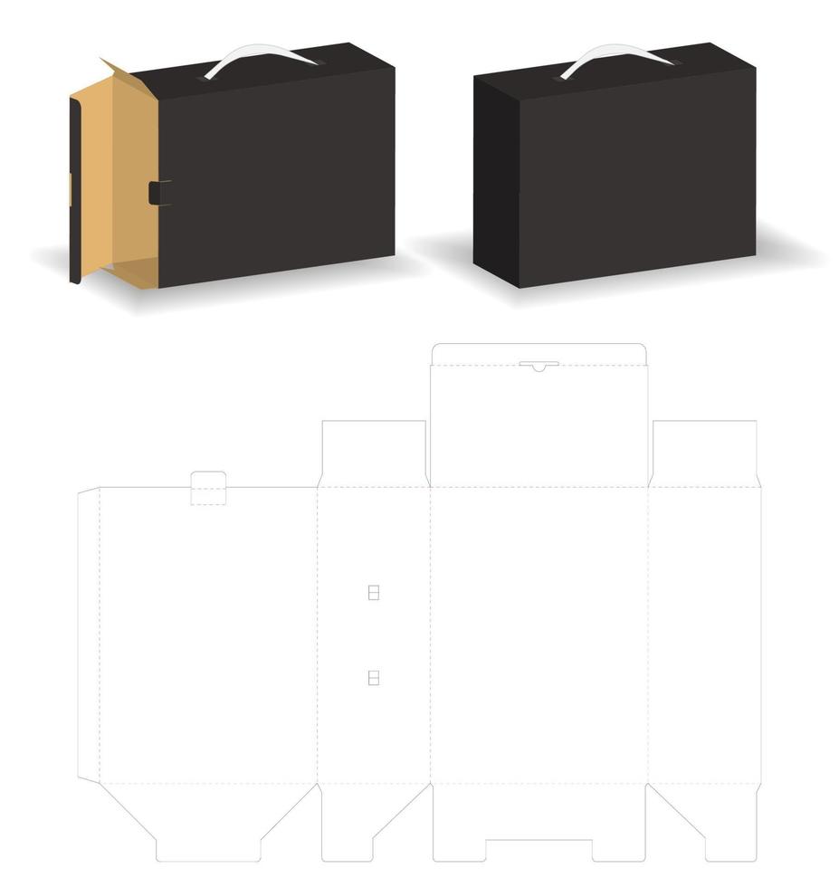 diseño de plantilla troquelada de embalaje de caja. Maqueta 3d vector