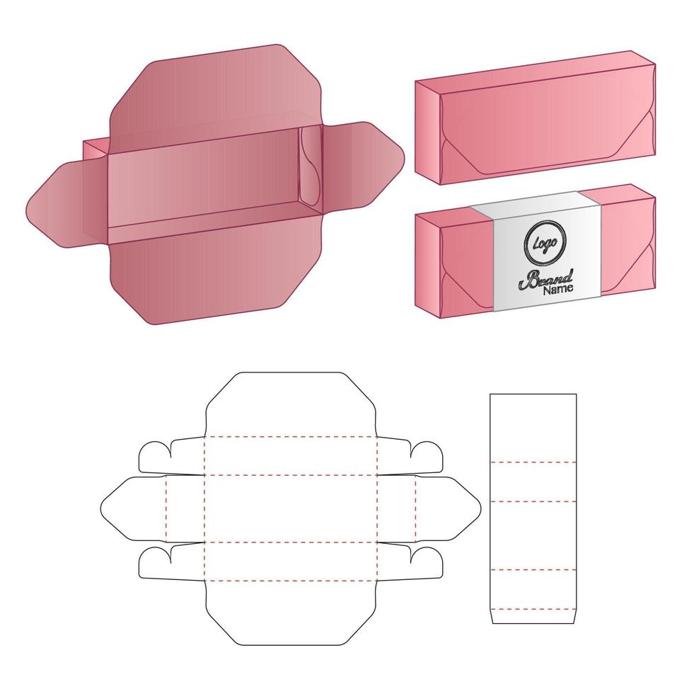 Box packaging die cut template design. 3d mock-up vector