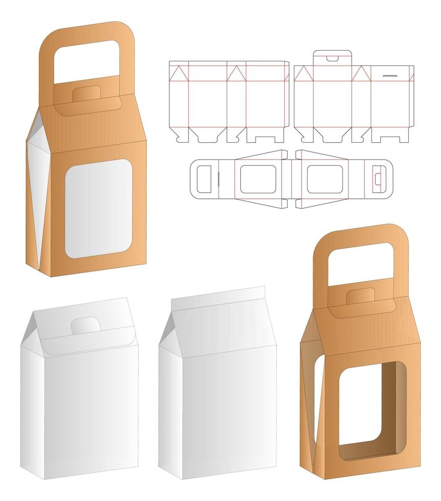 diseño de plantilla troquelada de embalaje de caja. Maqueta 3d vector