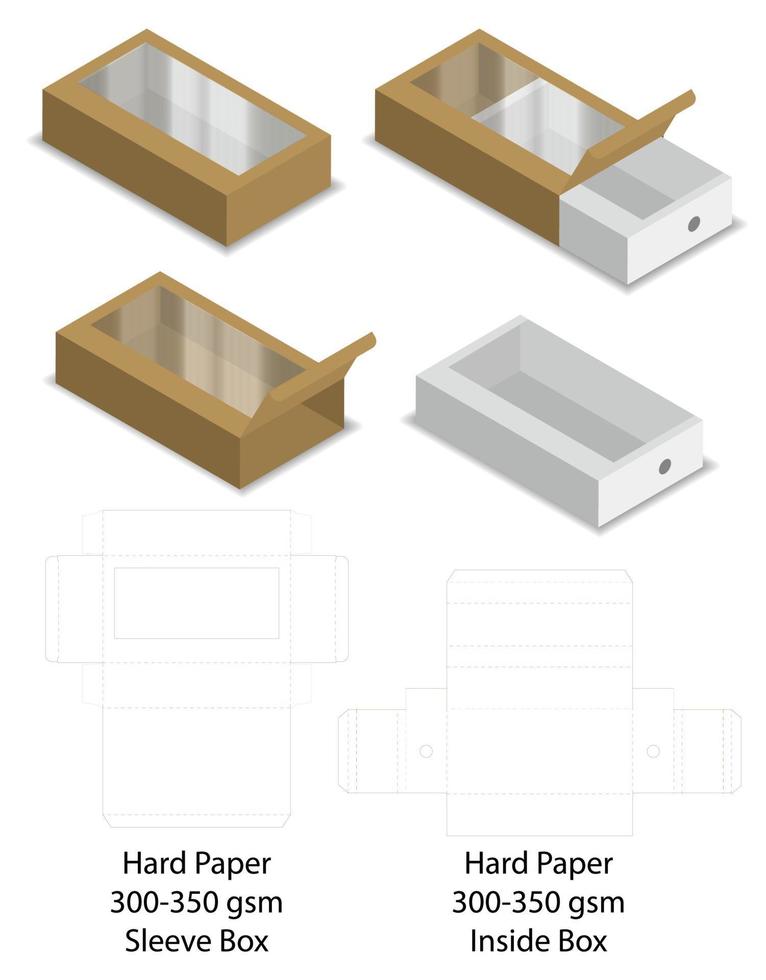 diseño de plantilla troquelada de embalaje de caja. Maqueta 3d vector