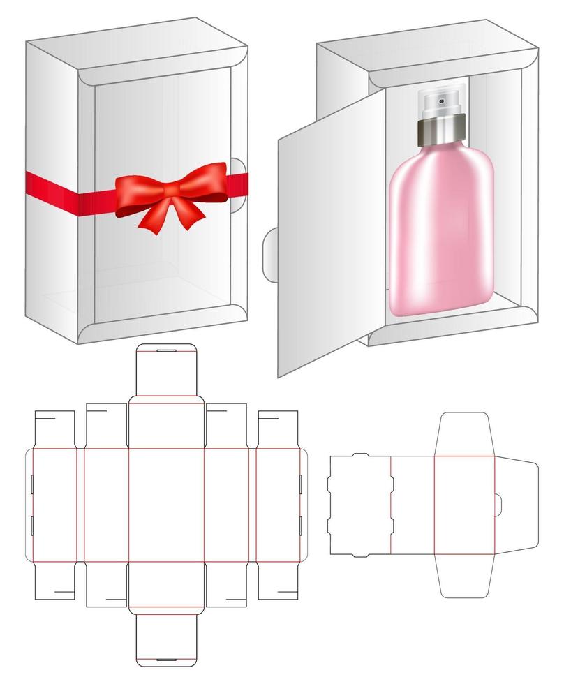 diseño de plantilla troquelada de embalaje de caja. Maqueta 3d vector