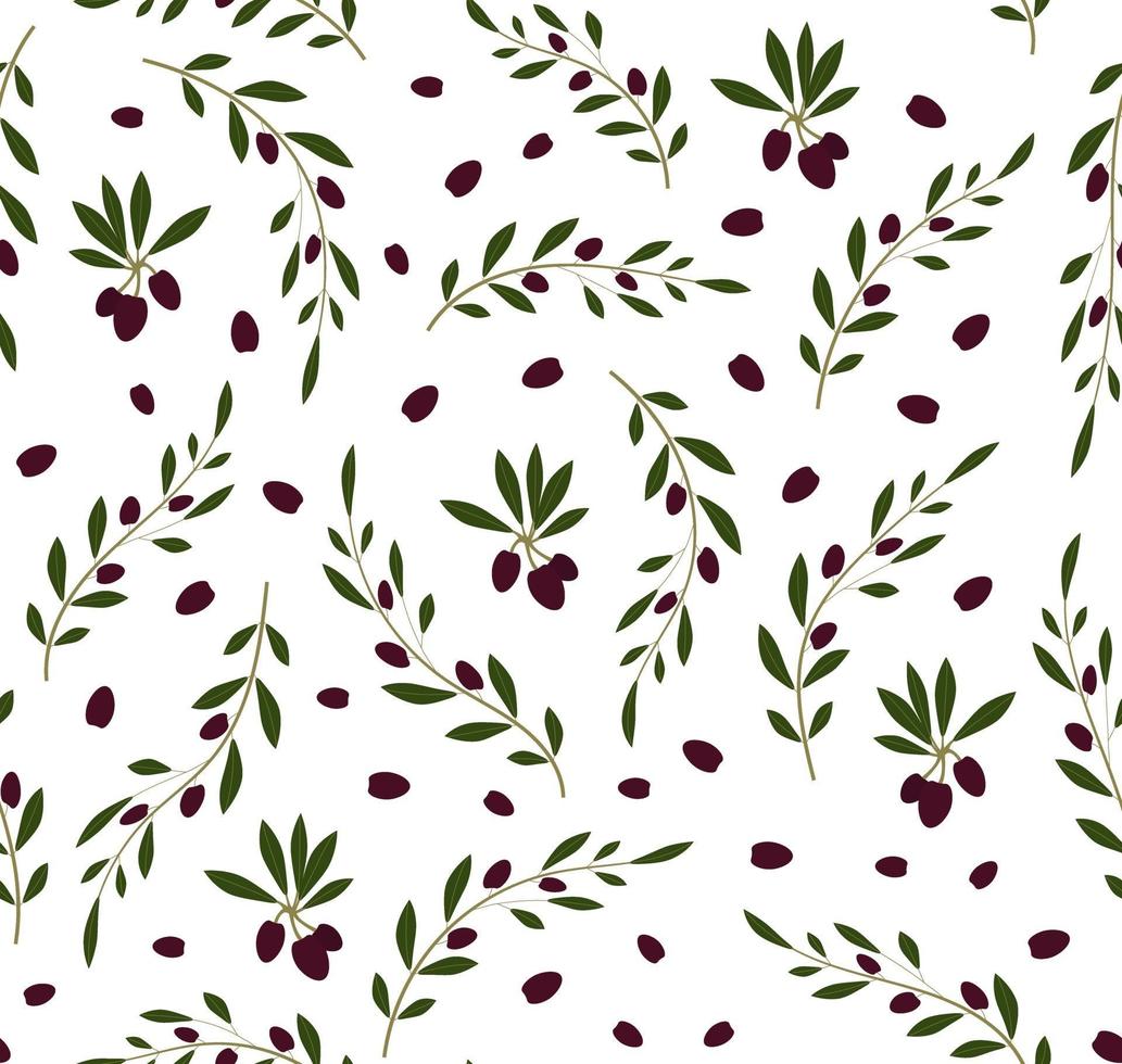 Seamless vector pattern with olive tree twigs. Olive background. Perfect for wallpaper, background, textile or wrapping paper.