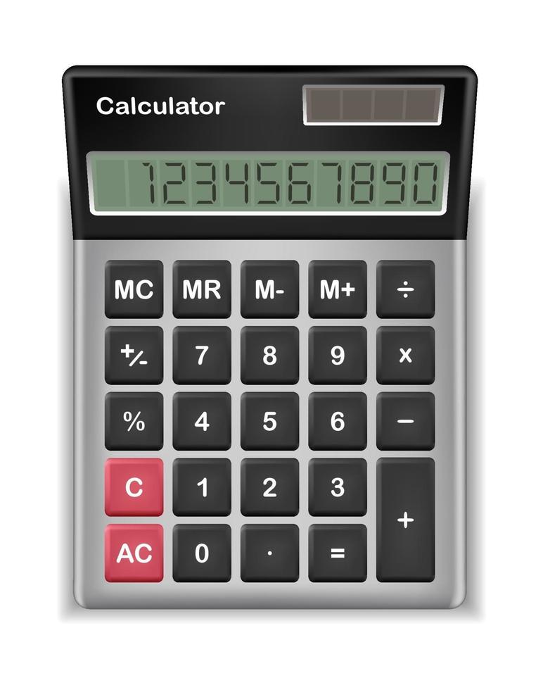 top view of real calculator on a white background vector