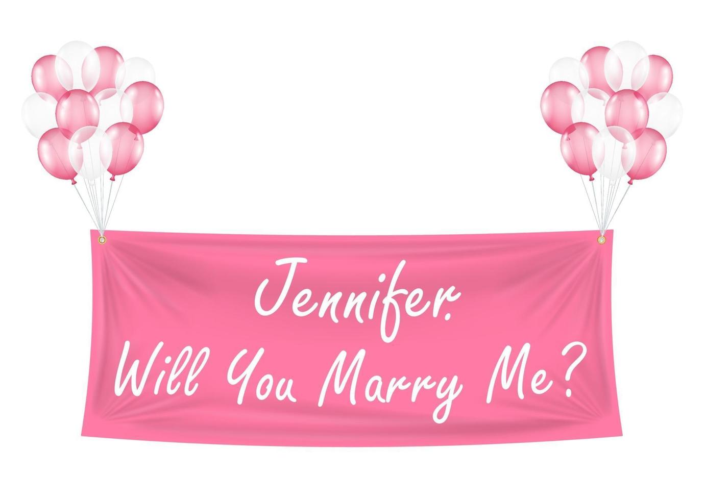 will you marry me pink banner with balloons vector