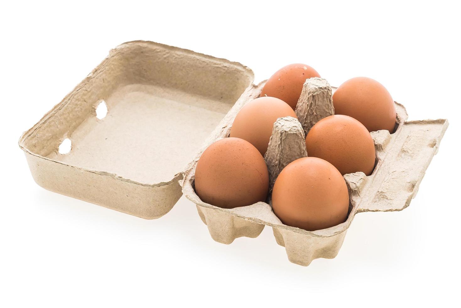Eggs box isolated on white background photo