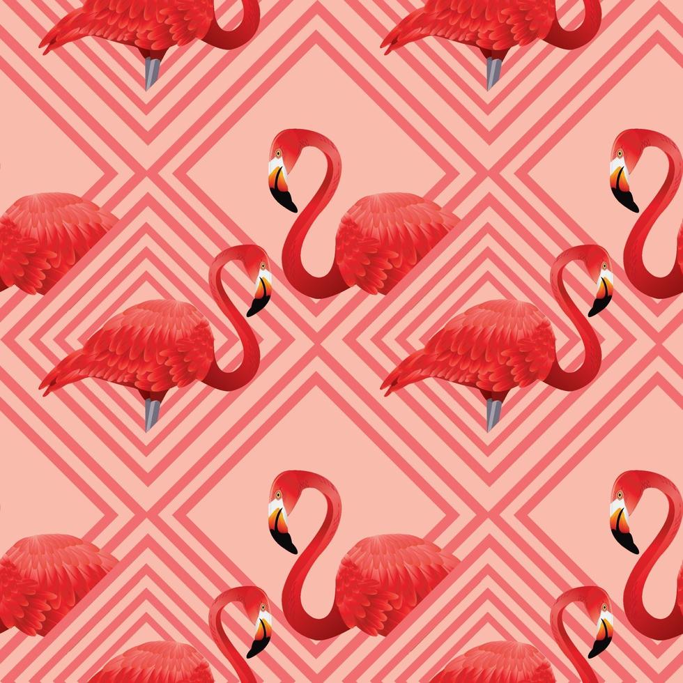 tropical seamless pattern with flamingos vector