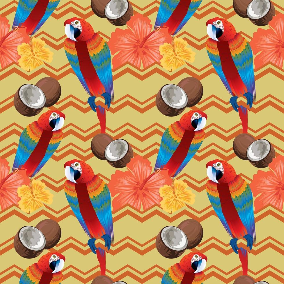 tropical seamless pattern with parrots vector