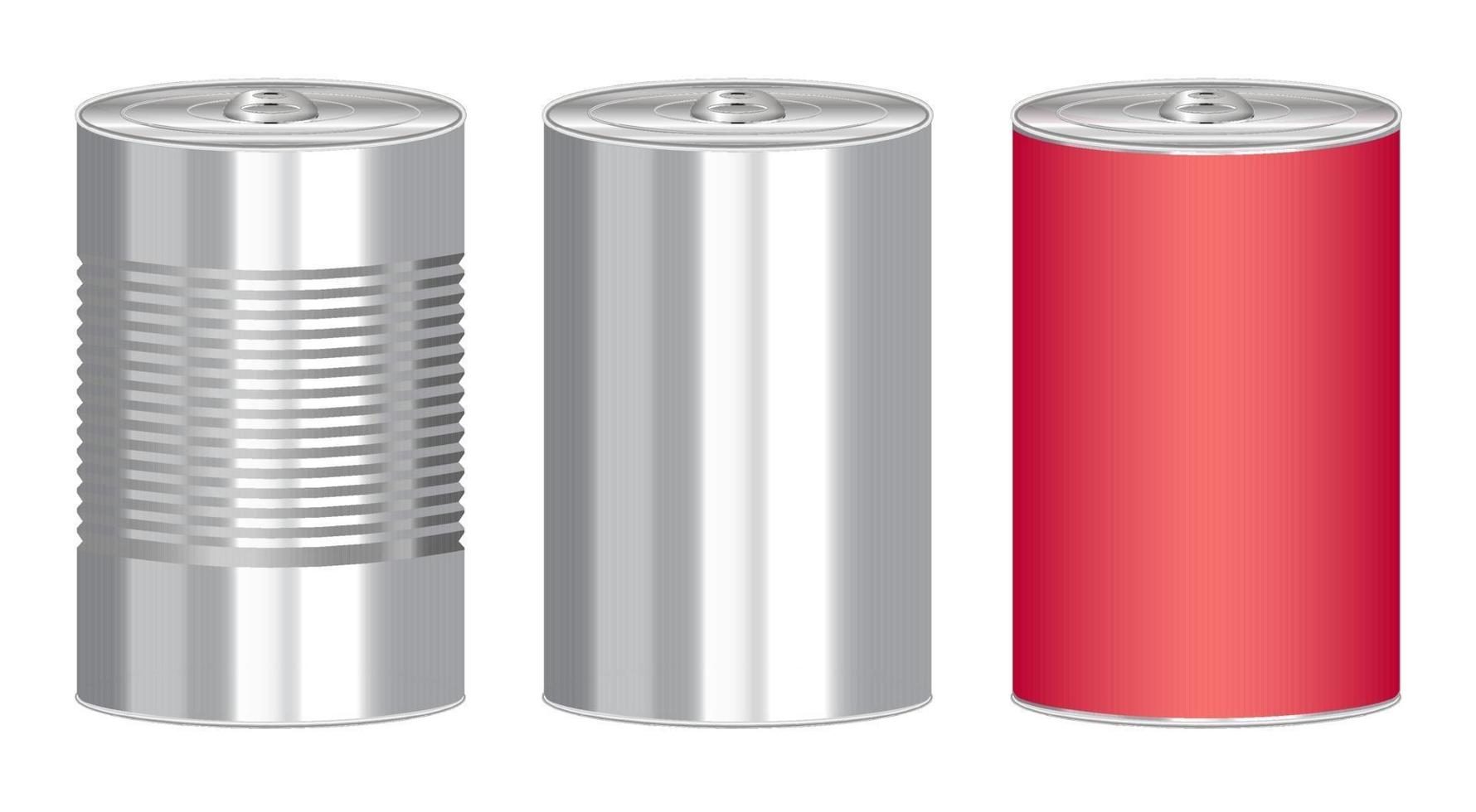 set of a steel cylinder canned food box vector