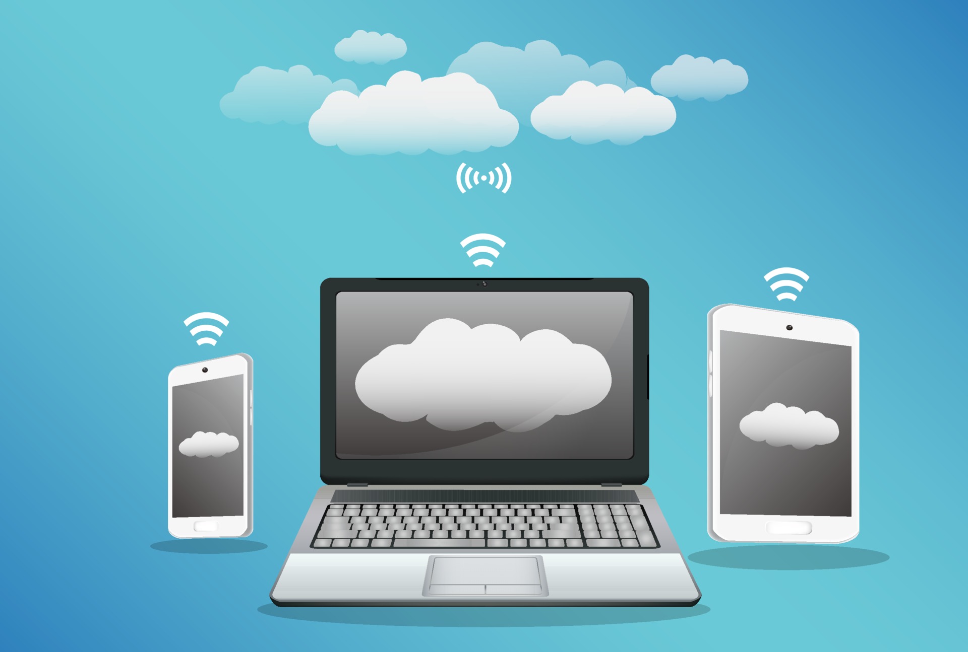smartphone laptop tablet with cloud data transfer 2262705 Vector Art at  Vecteezy