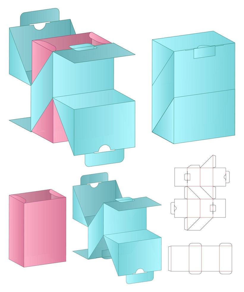 diseño de plantilla troquelada de embalaje de caja. Maqueta 3d vector