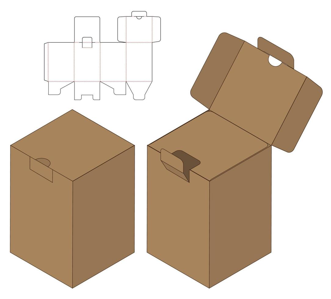 diseño de plantilla troquelada de embalaje de caja. Maqueta 3d vector